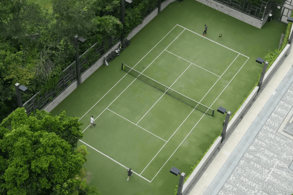 Aerial view of a tennis court complex